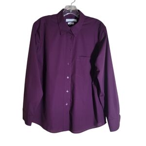 Foxcroft for Appleseed's purple button up wrinkle free women's shirt size 12